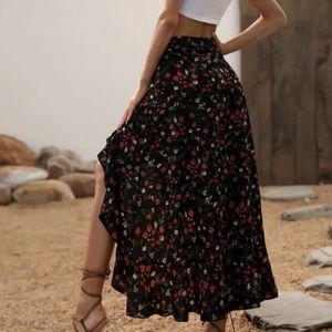 Split Thigh Floral Skirt